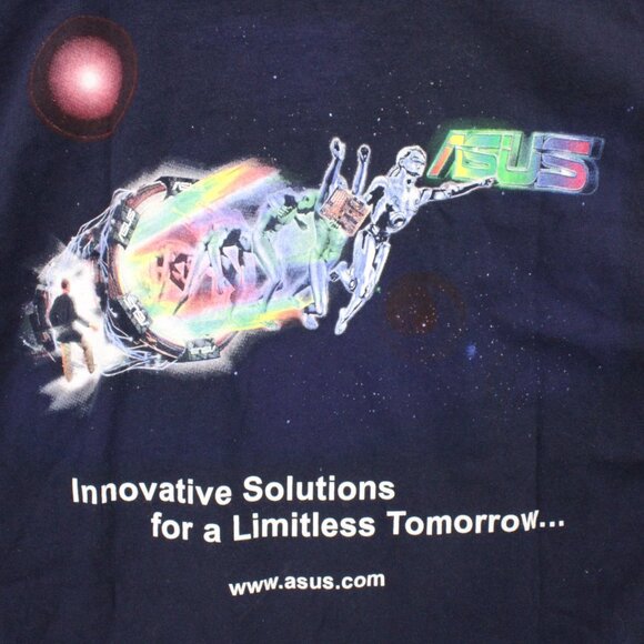 Vintage ASUS Shirt Mens XL Navy Blue Short Sleeve Innovative Solutions Y2k Rare - Picture 1 of 9